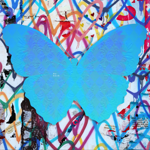 Butterfly " Graffiti Bleu " by Wallcandy