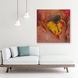 " Golden Heart " Abstract Art by Ilana Fine