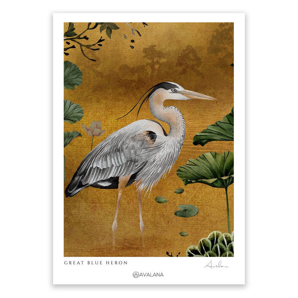 Great Blue Heron II Art Print by Avalana