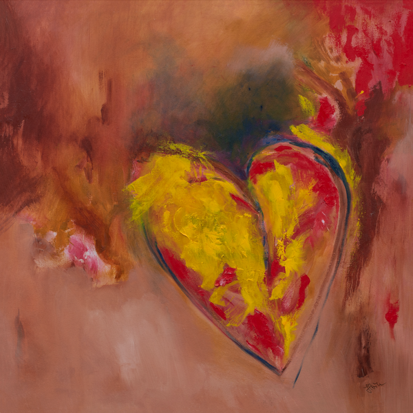 " Golden Heart " Abstract Art by Ilana Fine