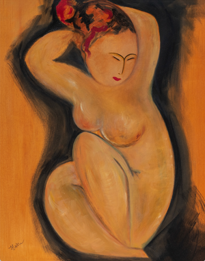 " Golden Nude " Abstract Art by Ilana Fine