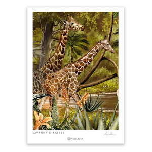 Savanna Giraffes Art Print by Avalana