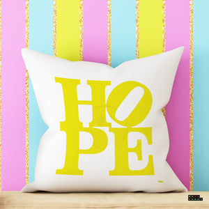 " Hope Yellow " Pop Art Pillows by Wallcandy