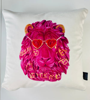 Pillow / Reggie the Lion / Not your Trophy / illustration by Jordanna Ber